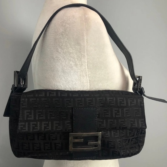 FENDI Authentic Black Zuchinno Canvas Baguette - Picture 16 of 16
